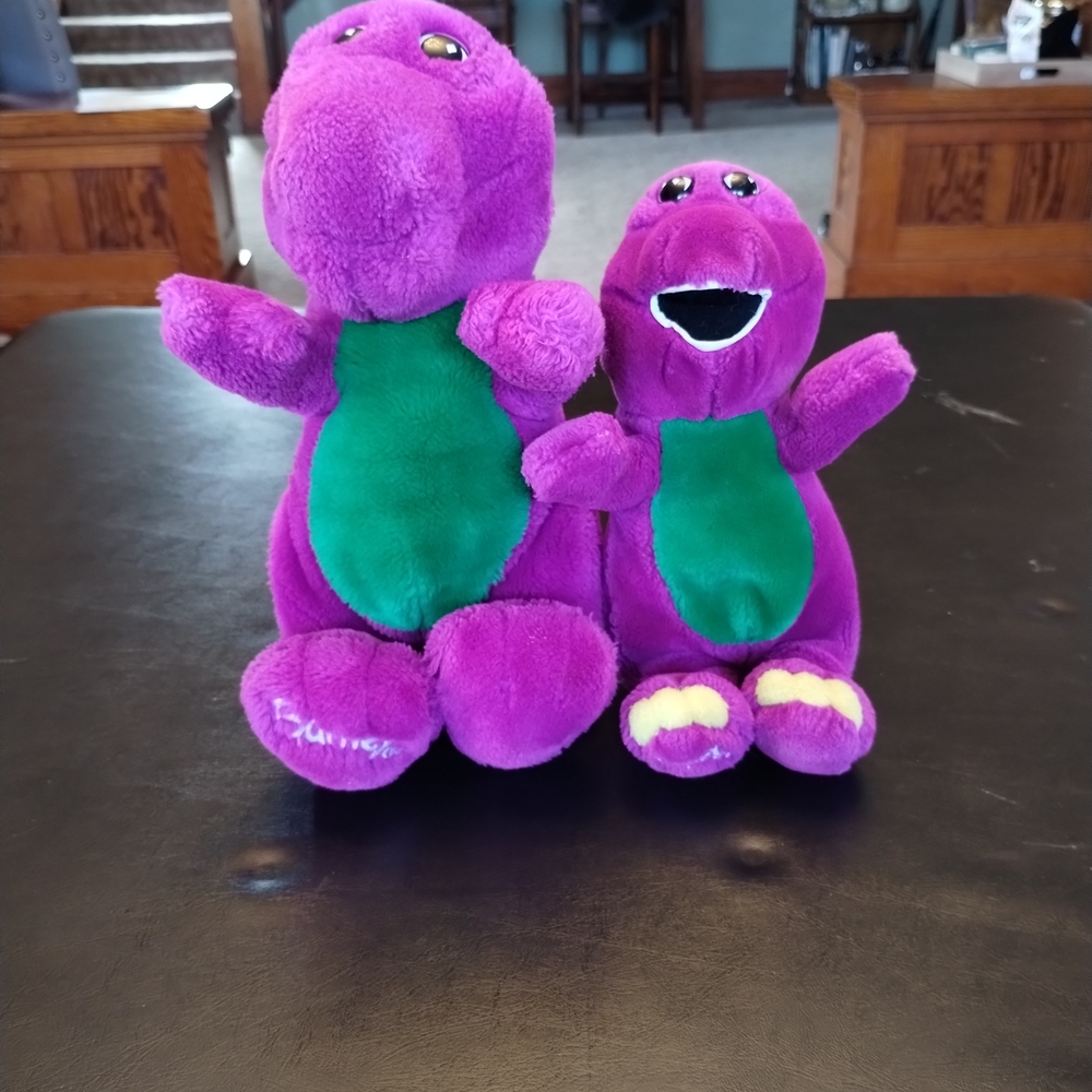1992 Barneys New York Purple Plush Dinosaur Toy - Green Belly - Kids Toy